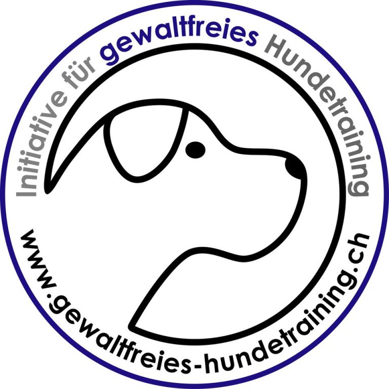 Logo der Initiative für gewaltfreies Hundetraining mit Hundekopf-Silhouette.